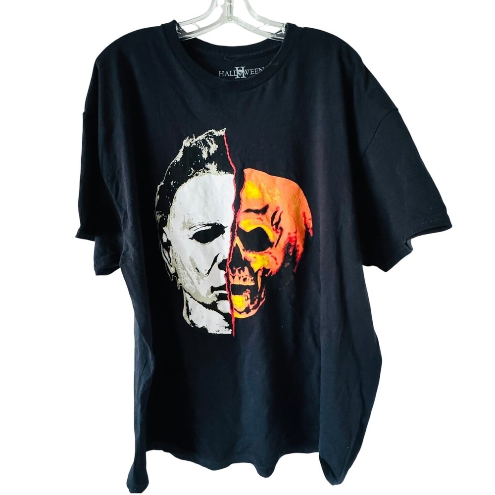 Michael Myers Skull Graphic T-Shirt XXL USA Rock Rebel Halloween II Relaxed Fit